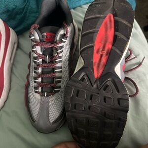 Nike Air Max Gray and Red Athletic Shoes